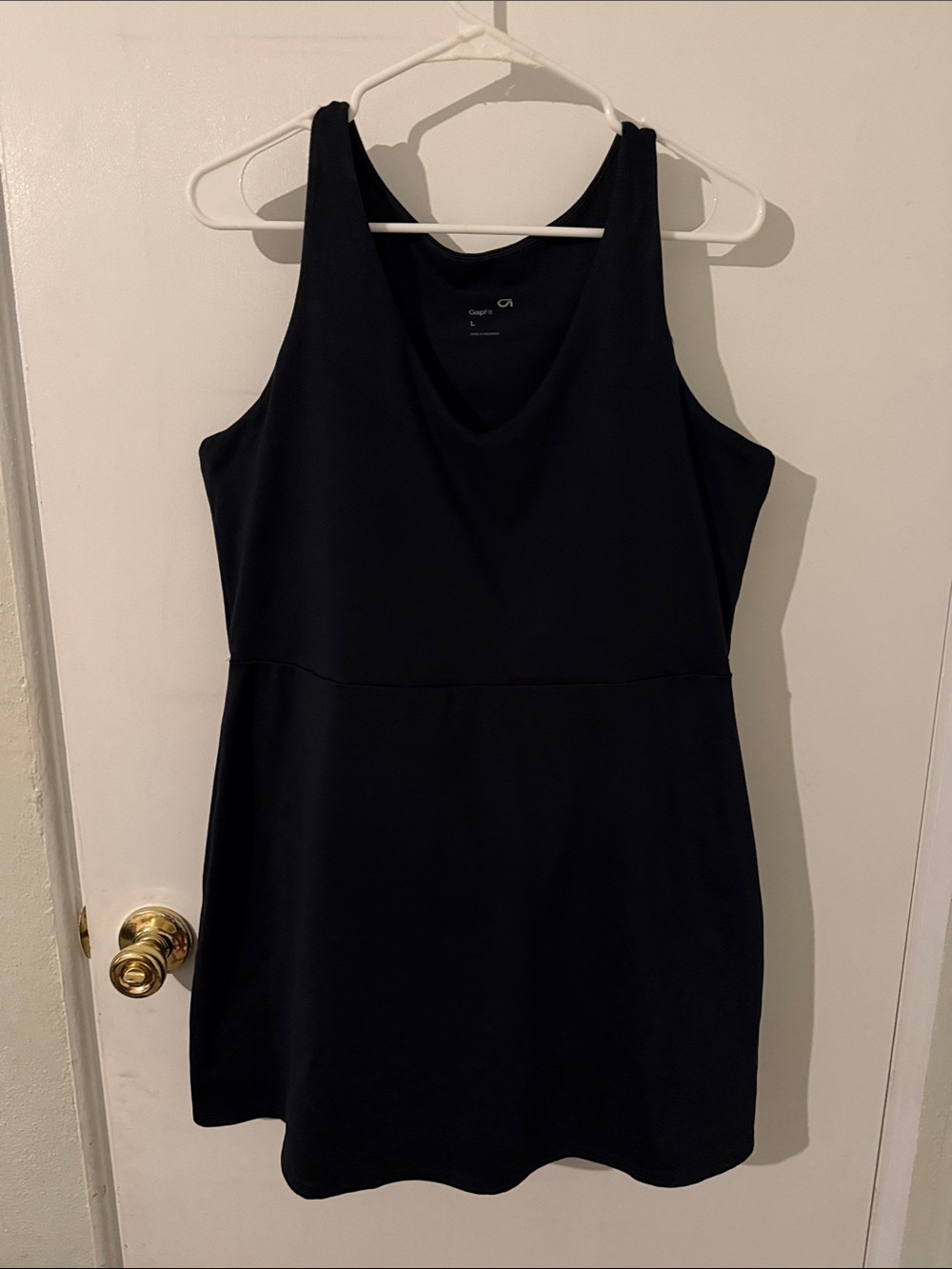 GAP Fit Black Sleeveless V‑Neck Active Dress with Built in Shorts